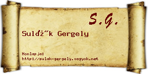 Sulák Gergely névjegykártya